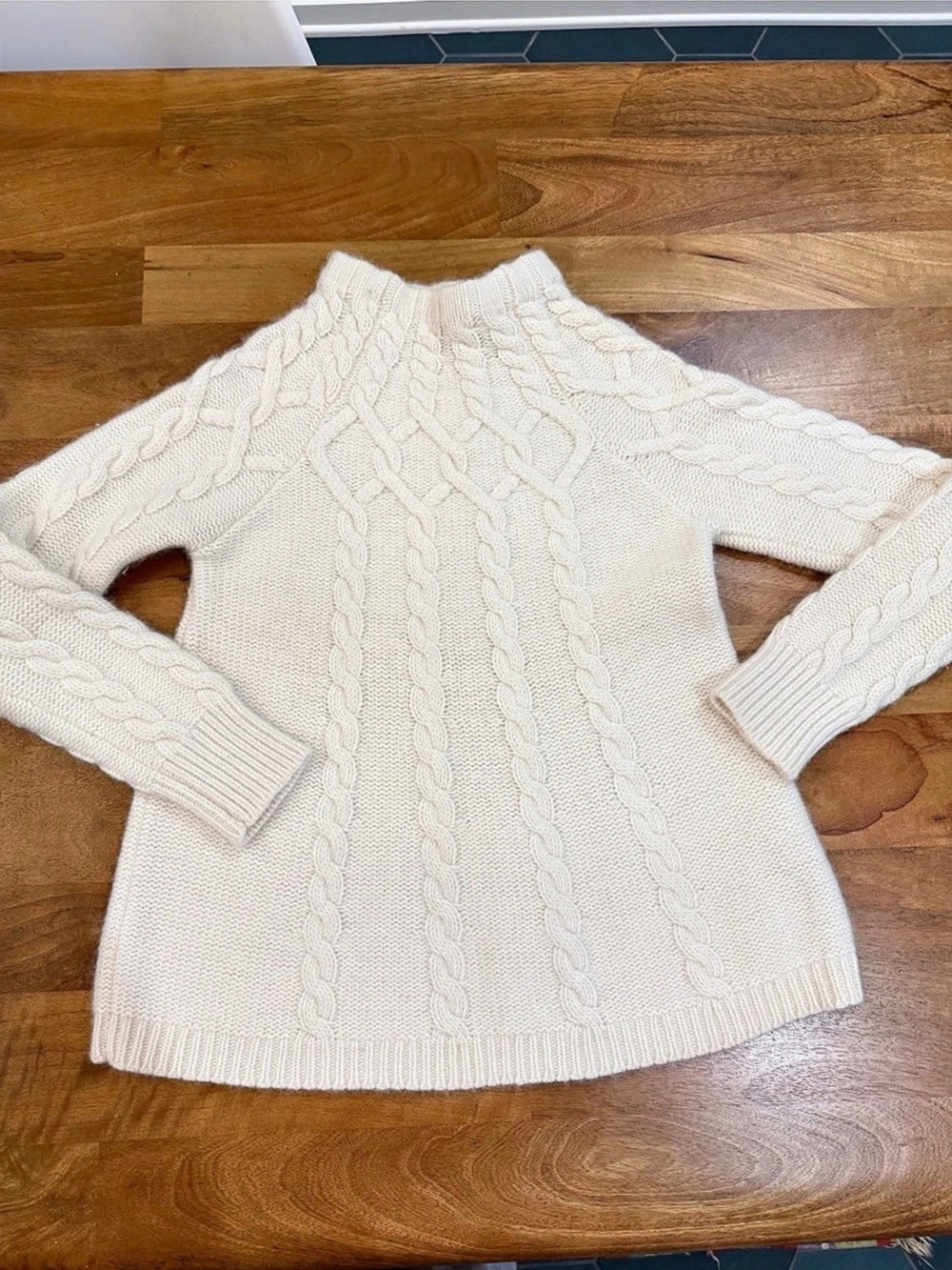 Antonio Melanie Wool & Rabbit Hair Blend Cable Knit Sweater in Cream Size Small